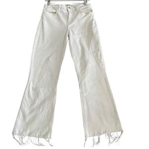 L'AGENCE White Flare Jeans Size 29 High‎ Rise Frayed Hem Coastal Cowgirl